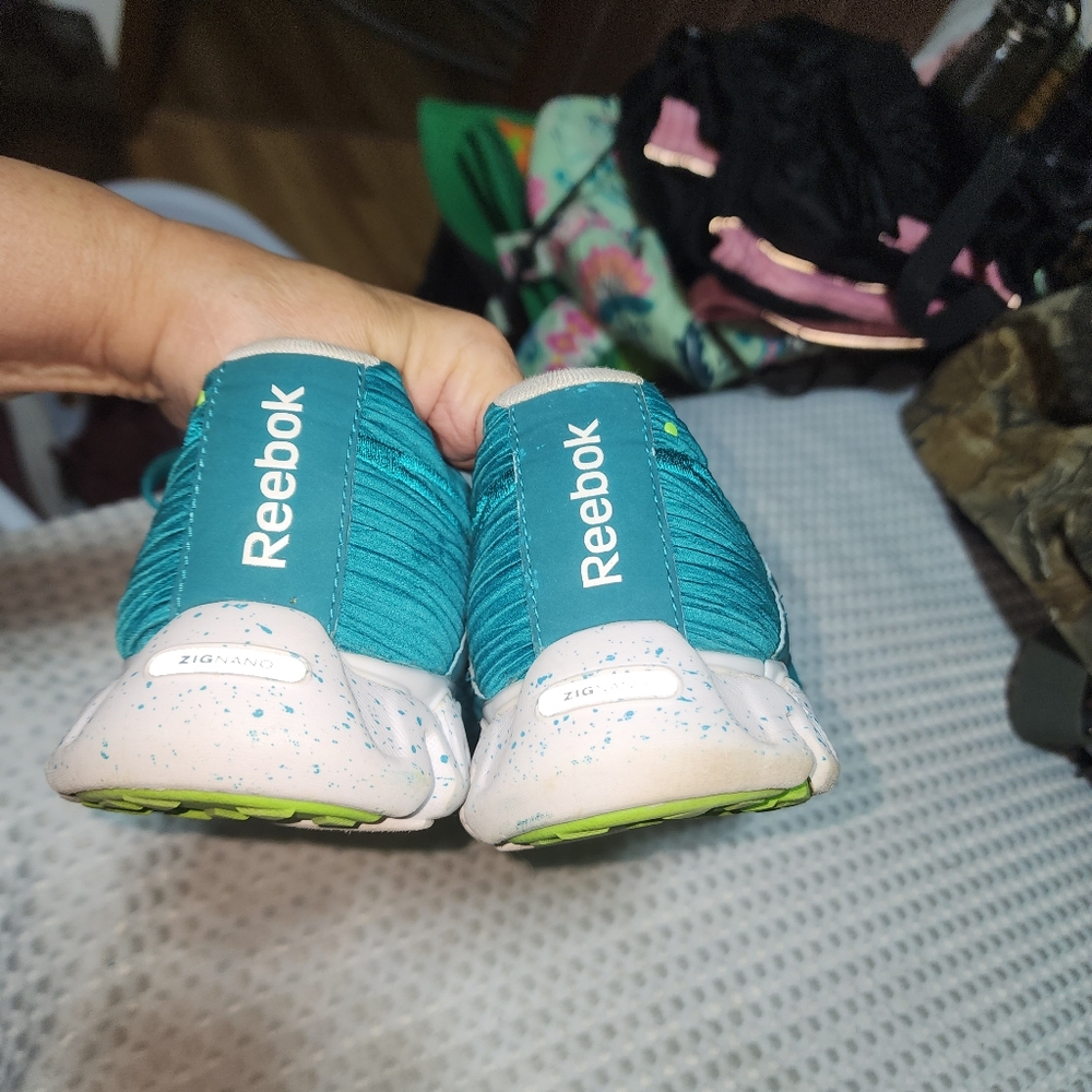 REEBOK EUC WOMENS SZ 10.5 ZIGTECH BLUE GREEN CIRQUE DU SOLEIL SNEAKER SHOES - Picture 9 of 10